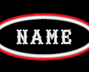 CUSTOM EMBROIDERED DOUBLE BORDER OVAL NAME TAG OR TITLE TAG PATCH